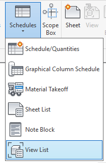 Revit List of Schedules