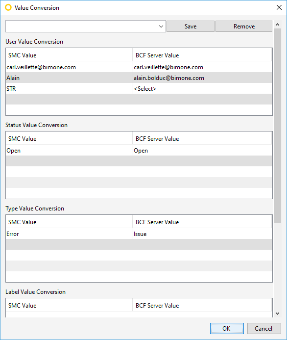 Map SMC Values to BCF Server Values