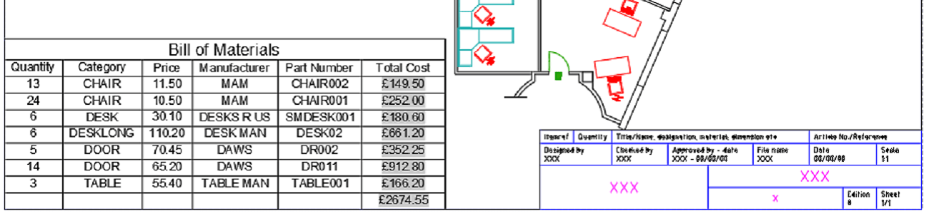 BOM Report using AutoCAD Header