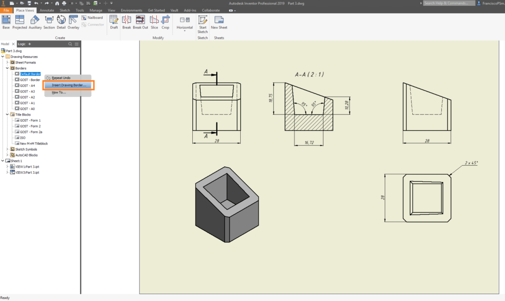 Inventor Drawing - Inserting New Resources