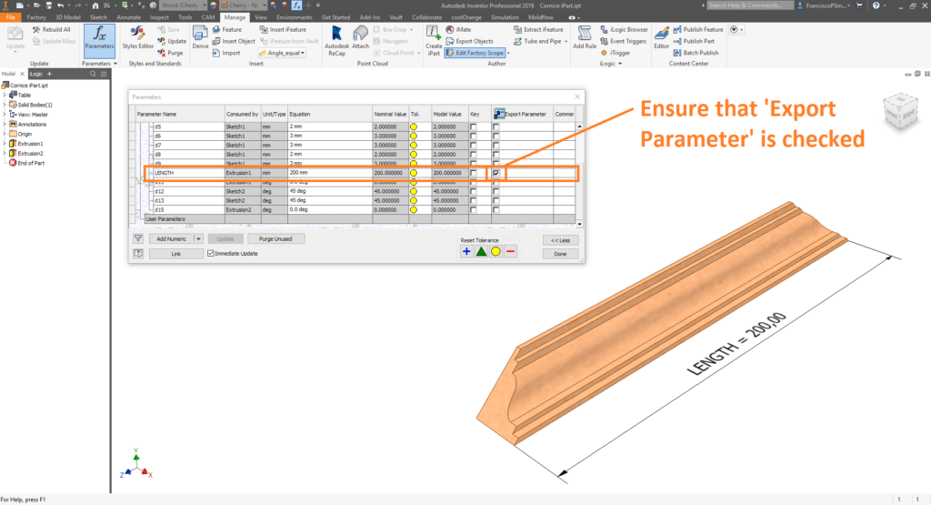 Selecting Parameters to Export