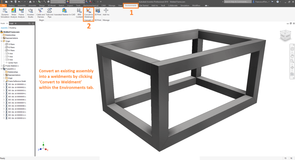 Convert to weldment