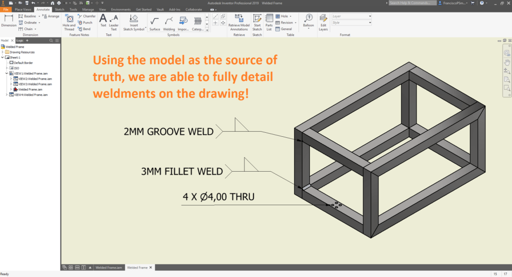 Full Weldment Details on Drawing