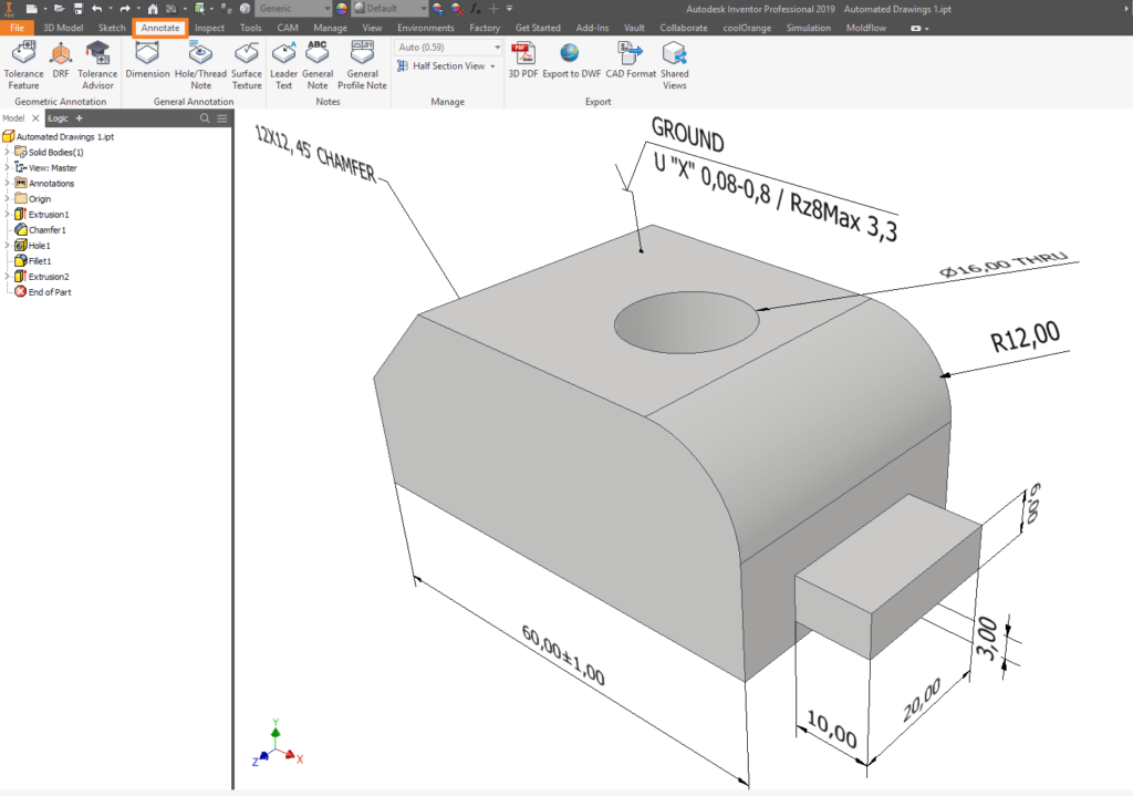 Inventor Model Based Definitions