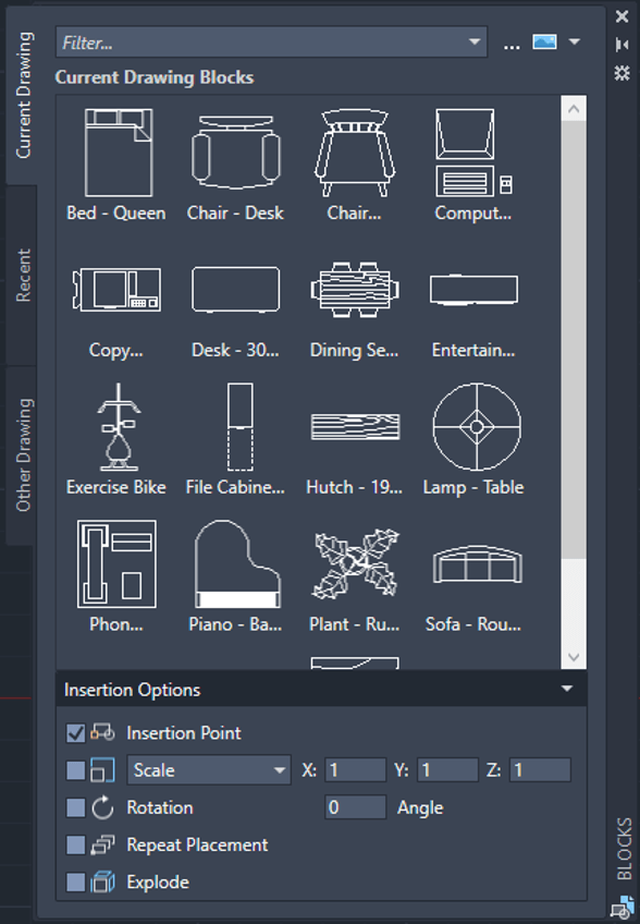 AutoCAD Blocks Palette Window