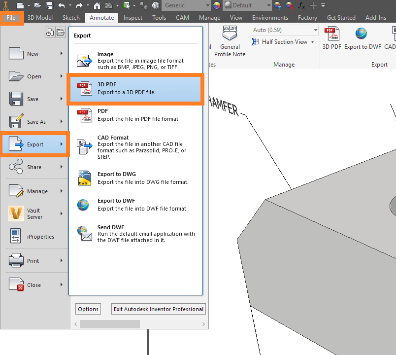 Inventor Export 3D PDF
