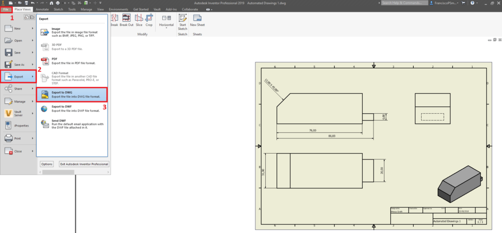 Inventor Export to DWG