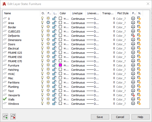 Furniture Layer Settings