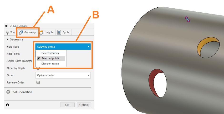 Selected Points for Cutting Holes