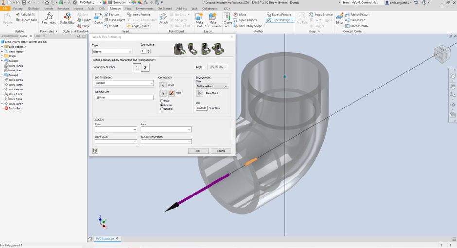 Inventor Tube and Pipe Authoring