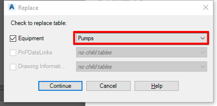 Replace Table Property in Plant 3D