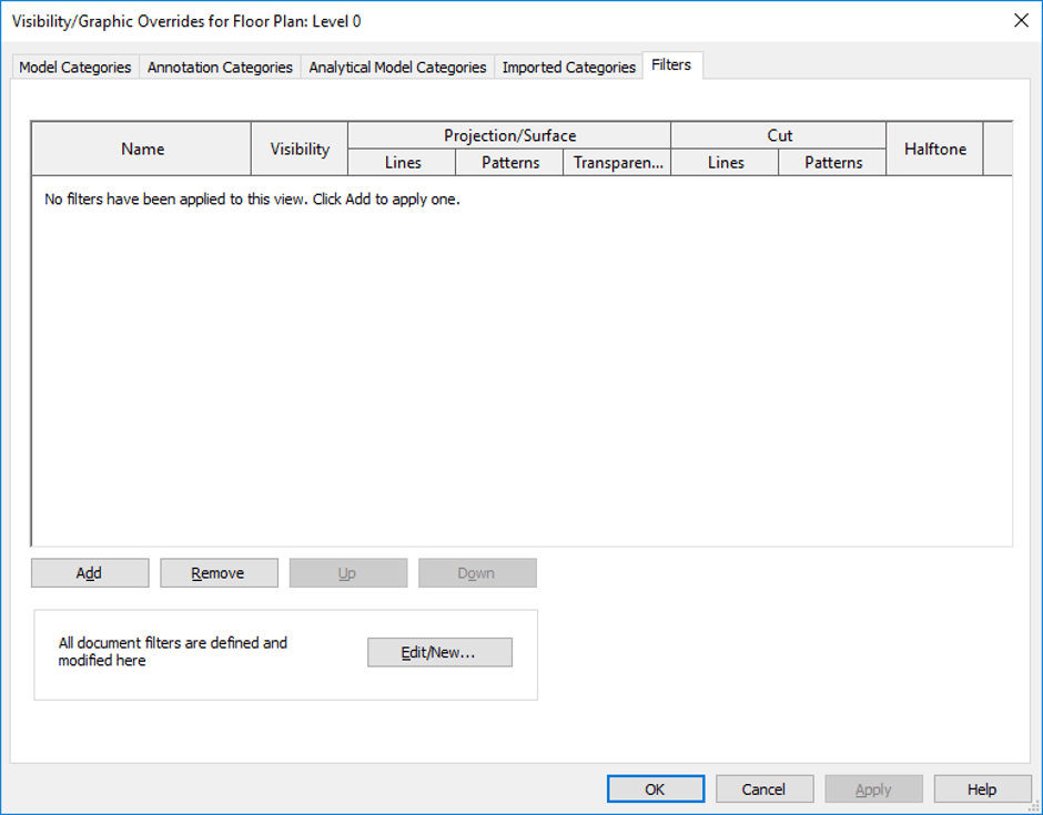 Revit Filters Tab